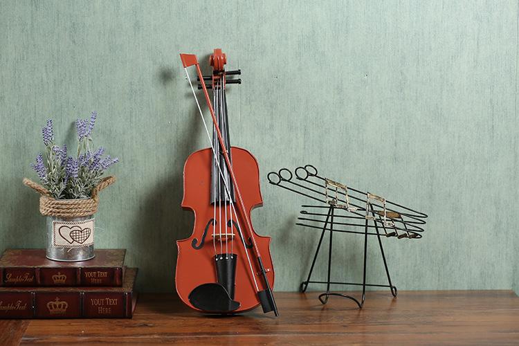 小提琴模型摆件道具 橱窗样板房服装店装饰品摆件艺术品 铁艺模型
